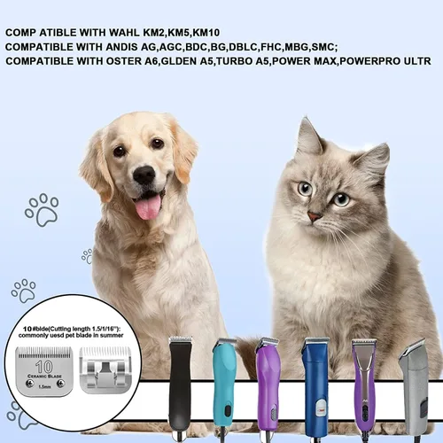 Miniatura 5 de 7Pack 10 cuchillas de repuesto para aseo de perros compatibles con Andis Pet Clipper/Oster A5/Wahl KM Series Dog Clipper, cuchillas de cerámica