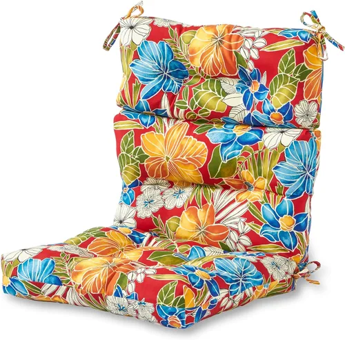 Miniatura 12 de Cojines para silla de respaldo alto para exteriores, diseño de asiento y respaldo con bisagras de una pieza, reversibles con 4 lazos, tela