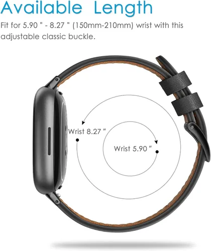 Miniatura 7 de Fintie Bandas compatibles con Fitbit Versa 4 3 / Sense 2 1, correa de repuesto de cuero genuino (negro)