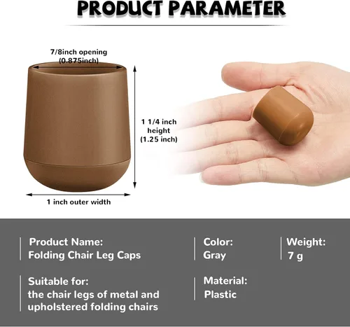 Miniatura 2 de Jetec 12 Pcs 1 Inch Folding Chair Leg Caps Heavy-Duty Plastic Chair End Caps Non-marring Furniture Glides Round Hardwood Floor Protectors (Brown,1in)