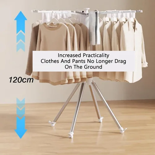 Miniatura 4 de Clothes Drying Rack Foldable,360° Rotatable Holder for Clothing,Aluminum Laundry Stand,Load Capacity 110lbs,with 16 Expandable Rods and Lockable