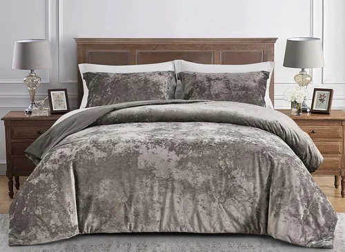 Chezmoi Collection Lux - Juego de edredón de terciopelo gris peltre de 2 piezas, tamaño individual, juego de ropa de cama de terciopelo de felpa