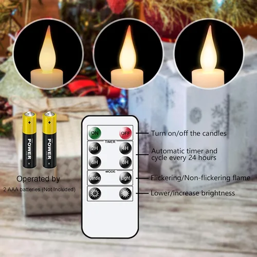 Miniatura 5 de GenSwin Velas de Ventana que Funcionan con Batería con Temporizador, Velas Cónicas sin Llama, Candelabros Cónicos LED para Ventana Negros