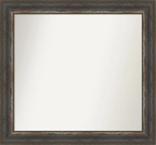 Miniatura 381 de Amanti Art Espejo de baño marrón para sobre el fregadero, 25 x 25 pulgadas, hecho a medida, espejo de tocador cuadrado marrón medio, marco de madera