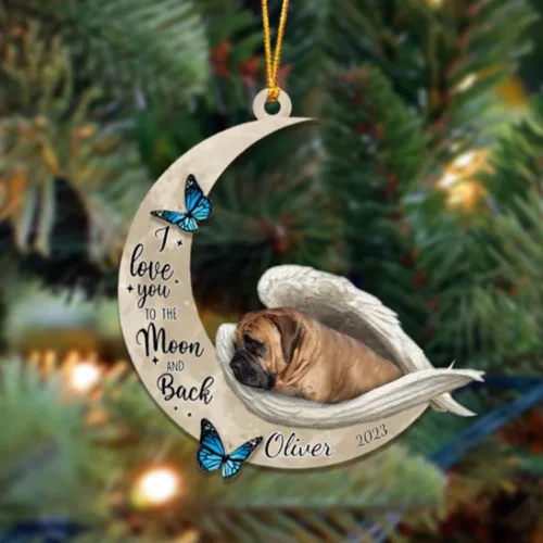 Miniatura 22 de Adorno colgante personalizado de ángel durmiendo en la luna, perro sabueso afgano, nombre personalizado, acrílico impreso en 2D plano – cumpleaños