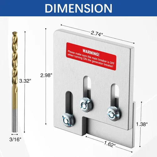 Miniatura 6 de LATING Generador de enclavamiento para Square D QO o Homeline paneles de 150 o 200 amperios con 1 3/8 pulgadas de espaciamiento, plata