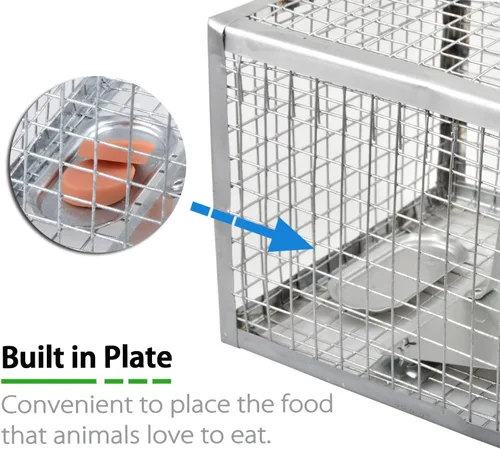 Miniatura 3 de Paquete de 2 trampas para ardillas, trampas para ratones y ratas, para atraparlos vivos, para uso en interiores y exteriores (plateado)
