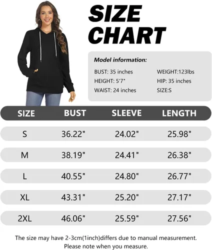 Miniatura 6 de Sudaderas con capucha para mujer, camisetas de manga larga, con bolsillos casuales, holgadas, túnica