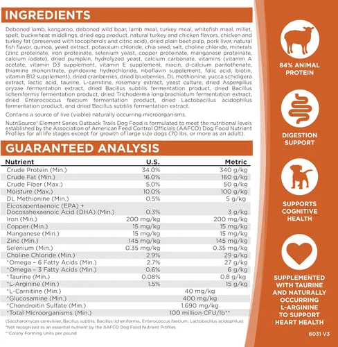 Miniatura 2 de NutriSource Element Series Outback Trails Alimento Seco para Perros, Cordero, Canguro y Jabalí, 4 libras