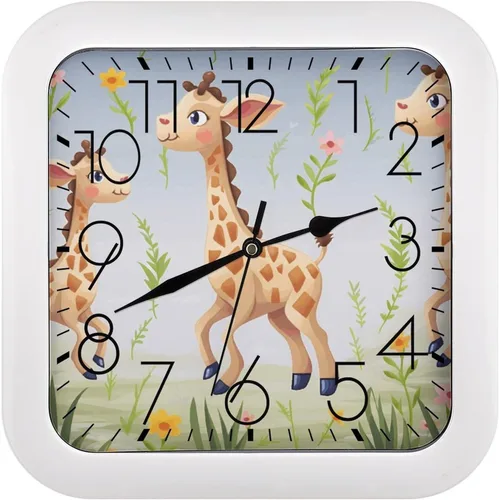 Miniatura 20 de 10" Square Modern Wall Clock,Americana Flag Deer Print Kitchen Clocks Wall Battery Operated,Silent Non Ticking Unique Funny Cute Wall Clock for