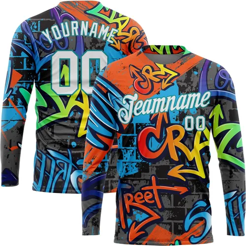 Miniatura 62 de Camisetas de manga larga para hombre, diseño de hip hop, estampado gráfico, informal, manga larga, graffiti, teñido anudado, camiseta