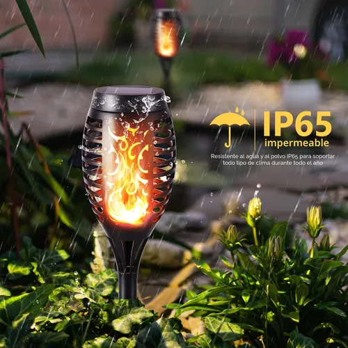 Miniatura 3 de Toodour Luces solares de Halloween para exteriores, paquete de 6 luces LED de llama parpadeante, luz solar impermeable para exteriores, iluminación