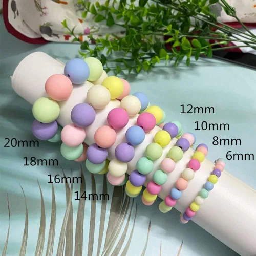 Miniatura 5 de Jmassyang 800 cuentas redondas de plástico pastel acrílicas de color caramelo de 0.236 pulgadas (0.236 in), mezcla de colores caramelo, cuentas