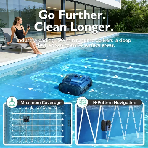 Miniatura 2 de [Lanzamiento 2026] Aspiradora robótica automática de piscina para piscinas enterradas y sobre el suelo, aspiradora de piscina de escalada en pared