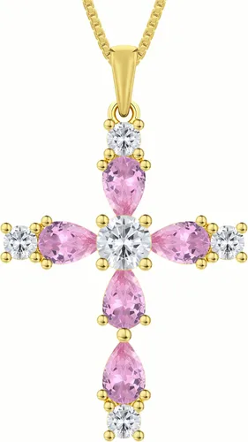 Miniatura 8 de YL Collar de cruz de plata de ley 925 con colgante de piedra natal religiosa para mujer