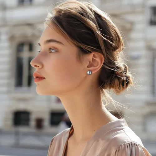 Miniatura 22 de YAMI Black/Grey/White Pearl Earrings, Real Cultured Pearl, 925 Sterling Silver Stud Earrings Plated with 18K Gold, Classic & Elegant Jewelry Gifts