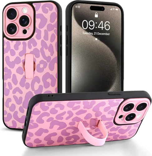 Miniatura 43 de Funda compatible con iPhone 17 Pro Max con correa de mano para los dedos, funda de teléfono con estampado de leopardo y guepardo para mujeres