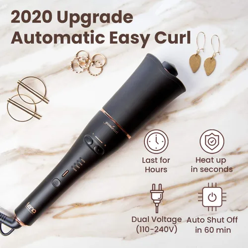 Miniatura 2 de LENA Rizador automático de cabello, rizador de pelo profesional, herramienta de peinado giratoria automática con barril iónico de cerámica y sensor