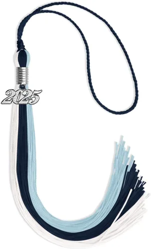 Miniatura 116 de Endea Graduation Borla de triple color con gota de fecha plateada (negro/dorado/granate, 2020)