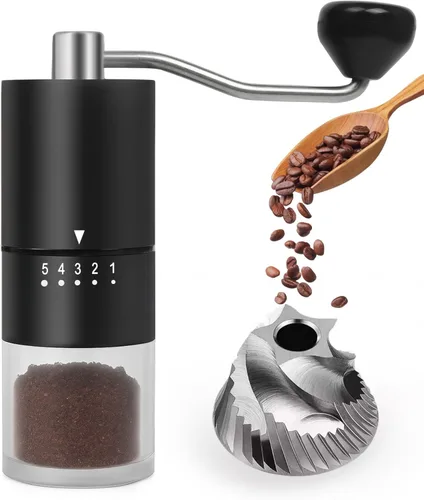 Miniatura 9 de Molinillo de café manual con rebabas de cerámica para expreso, prensa francesa, 5 ajustes ajustables, molinillo de café de mano, para uso doméstico