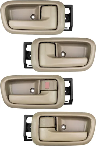 4 manijas de puerta interiores beige con bisel para Toyota Tundra (solo cabinas estándar/extendidas) 2000-2006, manija de puerta lateral delantera y