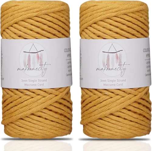 Miniatura 87 de Makromecity, Cordón de macramé de un solo hilo de 3 mm x 100 yardas (300 pies) Hilo de algodón rojo trenzado de 3 mm para arte y manualidades