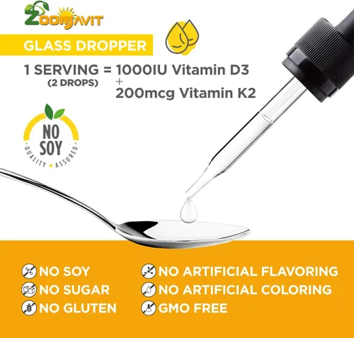 Miniatura 3 de Gotas líquidas veganas Vitamina D3 K2 (MK7) – Vitamina D líquida 100% a base de plantas mejorada con aceite de coco para una máxima absorción – 1