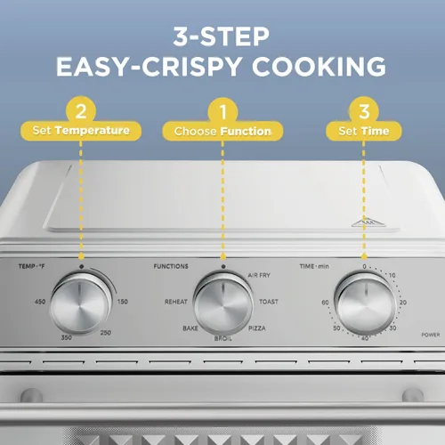 Miniatura 7 de Midea Neo - Combo de horno tostador con freidora de aire con funciones de freír, tostar, pizza, asar, hornear y recalentar, 12.7 cuartos de galón