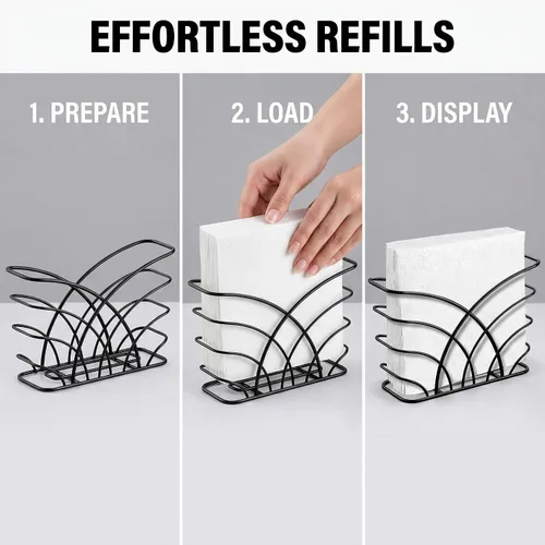 Miniatura 5 de Servilletero para mesa – Dispensador de servilletas vertical de hierro negro para servilletas de papel, dispensador de servilletas para cocina, P