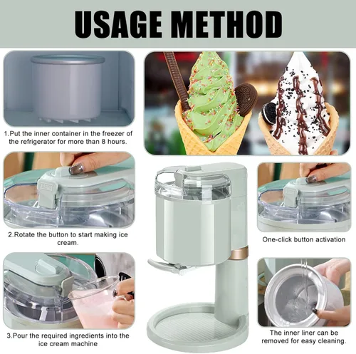 Miniatura 4 de Máquina para hacer helados, máquina eléctrica casera para hacer helado, mezclas y batidos, máquina para hacer yogur congelado con doble aislamiento