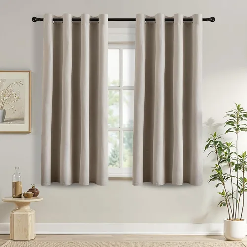 Miniatura 11 de DONREN Cortinas opacas de lino con aislamiento térmico de 52 x 95 pulgadas, cortinas de oscurecimiento de habitación con ojales para dormitorio