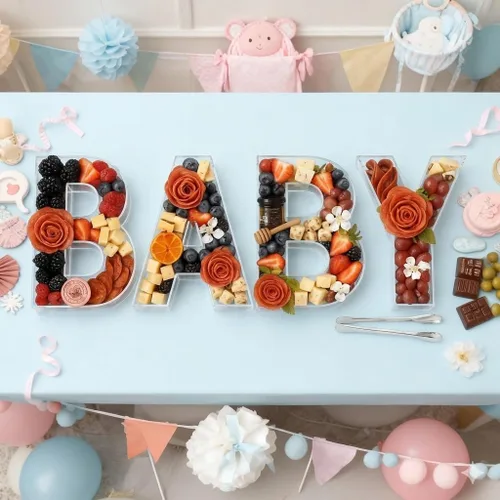 Miniatura 4 de Letras grandes de acrílico transparente rellenables para baby shower con pinzas para alimentos, letras reutilizables para revelación de género