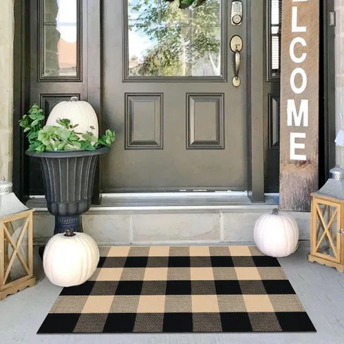 Miniatura 56 de IOHOUZE Alfombra Rayada Gris y Blanca - 27.5" X 43" Tapetes para Puerta Delantera al Aire Libre, Alfombra Lavable para Decoración de Porche