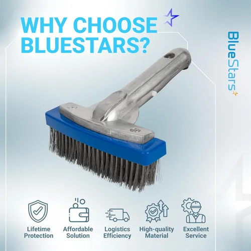 Miniatura 11 de BlueStars Cepillo de piscina resistente de 5 pulgadas con alambre de cerdas de acero inoxidable y mango de aluminio de 5 pulgadas, adecuado