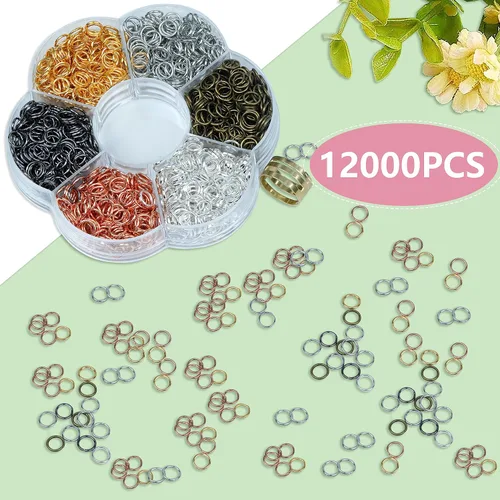 Miniatura 3 de YAKA 12000 piezas de 0.118 in, caja de 6 colores, anillo de salto abierto, llavero de joyería para accesorios de fabricación de joyas, 1 herramienta