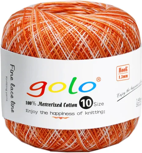 Miniatura 34 de Golo - Bolas de hilo para crochet de algodón tamaño 10, color algodón para crochet D-Fresa D078-fresa