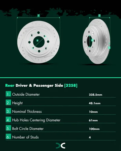 Miniatura 3 de SCITOO Rotores de freno traseros, 2 kits de frenos para Acura Integra 1990-2001, Honda Civic 1992-1995 1999-2000, para Civic del Sol 1993-1997, CRX