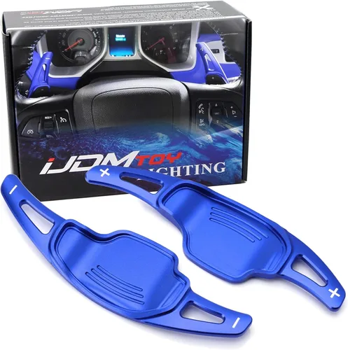 iJDMTOY Extensiones de palanca de cambios de paleta de aluminio CNC azul más grandes compatibles con Chevy Camaro 2012-15, Cadillac CT6 XT5 2016-19,