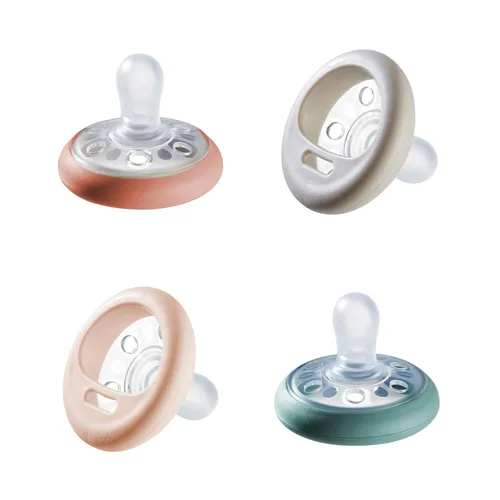 Miniatura 7 de Tommee Tippee - Chupete tipo pecho, 0-6 meses, diseño simétrico, bolsa tipo pecho natural, chupones libres de BPA, rosa/verde/crema, paquete de 4