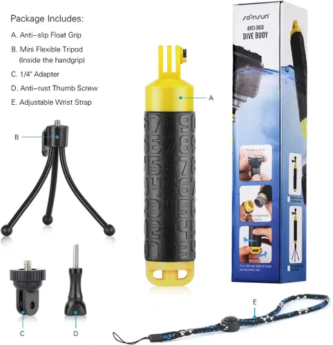 Miniatura 8 de SOONSUN Empuñadura flotante impermeable para GoPro Hero 13 12 11 10 9 8 7 6 5 4 3+ 2, Sesión, Fusion, Max, SJCAM, AKASO, DJI Osmo Action