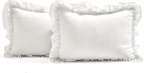 Miniatura 5 de Lush Decor Ella Colcha de Encaje con Volantes, Juego de 3 Piezas, Queen, Blanco - Bonito Juego de Cama - Ropa de Cama Queen - Ropa de Cama Blanca