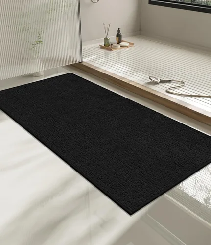 Miniatura 97 de Chakme Juego de 2 alfombras de baño ultrafinas, absorbentes, antideslizantes, lavables a máquina, color negro, 17 x 24 pulgadas / 17 x 30 pulgadas