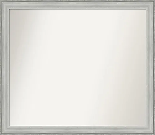 Miniatura 101 de Amanti Art Espejo de baño plateado para sobre fregadero, 25 x 25 pulgadas, espejo de tocador cuadrado estrecho de níquel cepillado, marco de madera