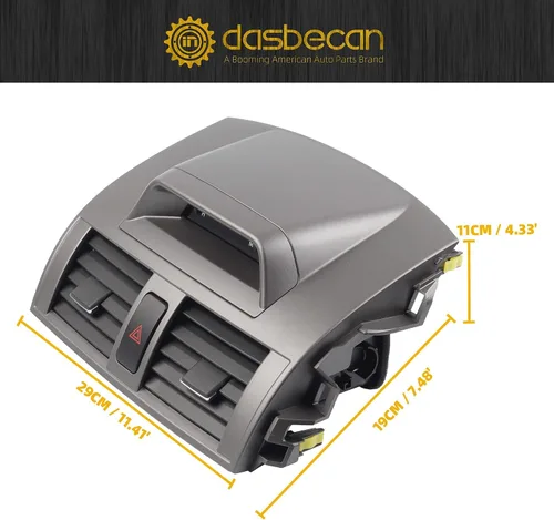 Miniatura 5 de Dasbecan Panel de ventilación de aire para salpicadero central con reloj Compatible con Toyota Corolla 2009-2013, Marco de cubierta de bisel