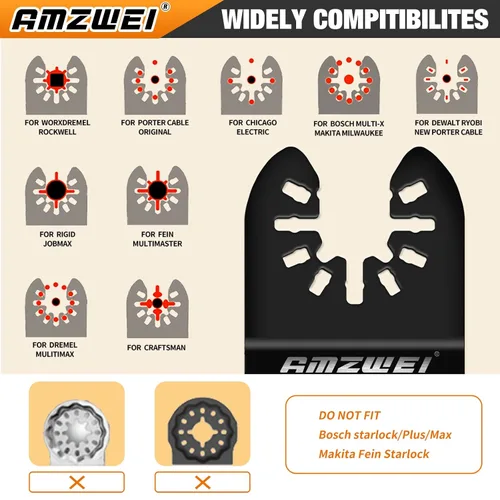 Miniatura 7 de AMZWEI 100 cuchillas oscilantes de titanio para herramientas, hojas de sierra profesionales de borde curvo, corte de metal, madera y plástico, 4