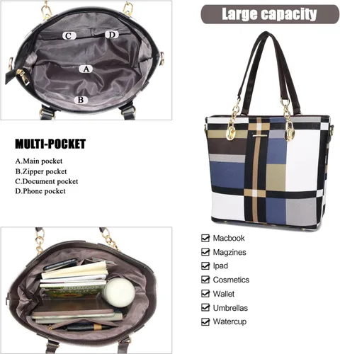 Miniatura 6 de Monederos y bolsos de mano para mujer, de cuero sintético, bolsas cruzadas, monederos, juego de 6 piezas