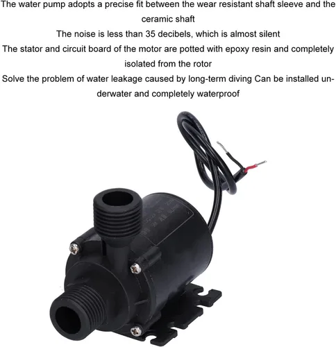 Miniatura 3 de DC 12V Booster Bomba de agua, bomba de agua eléctrica de bajo ruido con tornillo G1/2, bomba sumergible de circulación en miniatura para fuente