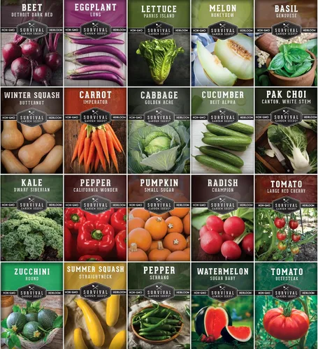 Kit de iniciación de huerto – 20 semillas tradicionales sin OMG para plantar | Kit de jardín familiar de regalo para jardines de la victoria