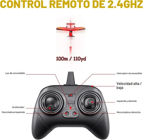 Miniatura 6 de HAWK'S WORK Avión RC de 2 canales, avión RC listo para volar, avión de control remoto de 2.4 GHz, planeador RC fácil de volar para niños y Rojo