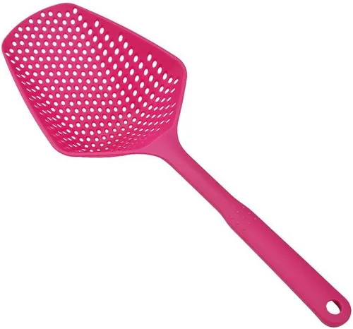 Miniatura 14 de SEIWEI Cuchara coladora grande, colador de herramientas de mango largo, cuchara de drenaje, colador de pasta resistente al calor, cocina para Azul